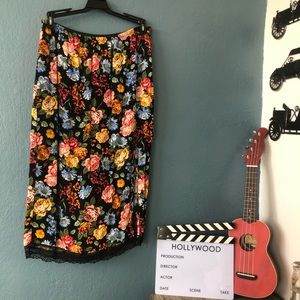 Rocker Girl Midi Floral Skirt 🥀